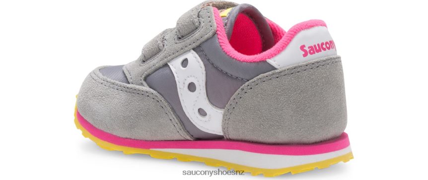 Saucony Baby Jazz Hook & Loop Sneaker TX0L64990 Grey/Pink