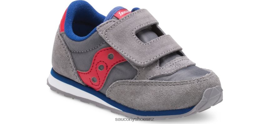 Saucony Baby Jazz Hook & Loop Sneaker TX0L64993 Grey/Red