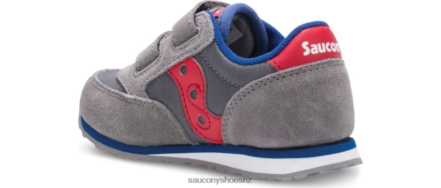Saucony Baby Jazz Hook & Loop Sneaker TX0L64993 Grey/Red