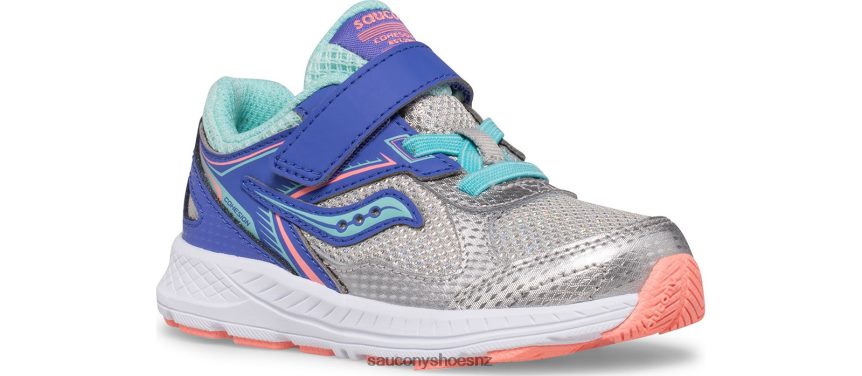 Saucony Cohesion 14 A/C Jr. Sneaker TX0L64921 Silver/Periwinkle/Turq
