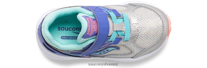 Saucony Cohesion 14 A/C Jr. Sneaker TX0L64921 Silver/Periwinkle/Turq