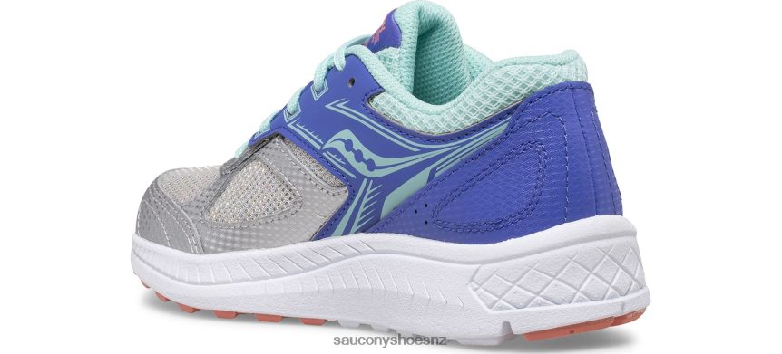 Saucony Cohesion 14 Lace Sneaker TX0L64934 Silver/Periwinkle/Turq
