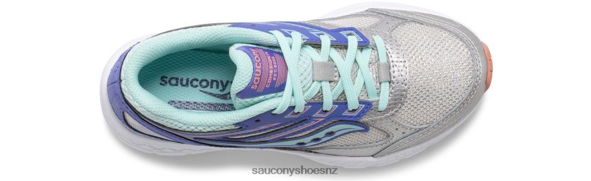 Saucony Cohesion 14 Lace Sneaker TX0L64934 Silver/Periwinkle/Turq