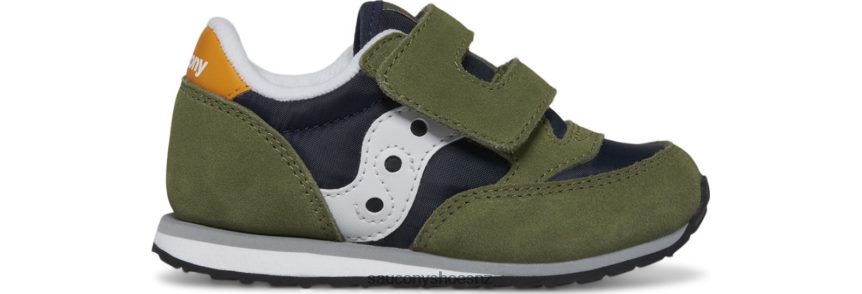 Saucony Jazz Hook & Loop Sneaker TX0L64946 Olive/Navy/Gold