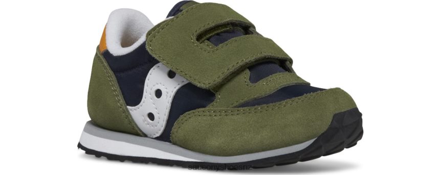Saucony Jazz Hook & Loop Sneaker TX0L64946 Olive/Navy/Gold