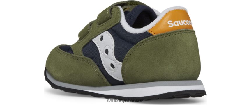 Saucony Jazz Hook & Loop Sneaker TX0L64946 Olive/Navy/Gold