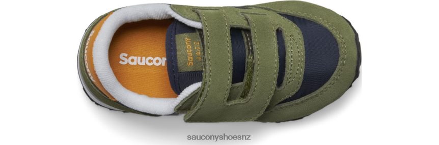 Saucony Jazz Hook & Loop Sneaker TX0L64946 Olive/Navy/Gold