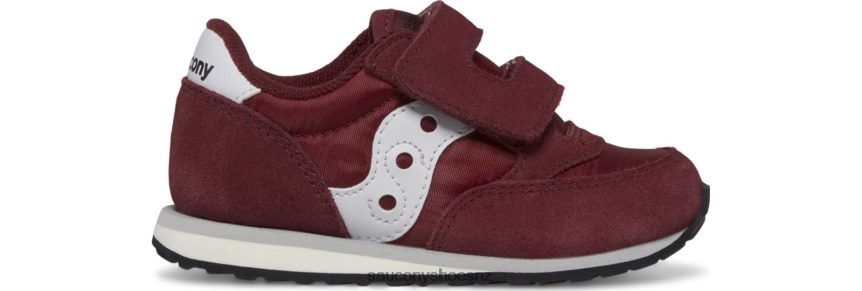 Saucony Jazz Hook & Loop Sneaker TX0L64947 Burgundy/White
