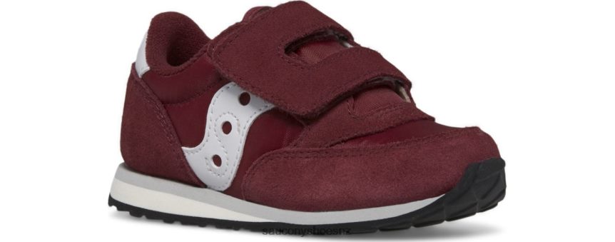 Saucony Jazz Hook & Loop Sneaker TX0L64947 Burgundy/White