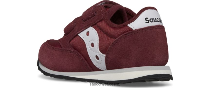 Saucony Jazz Hook & Loop Sneaker TX0L64947 Burgundy/White