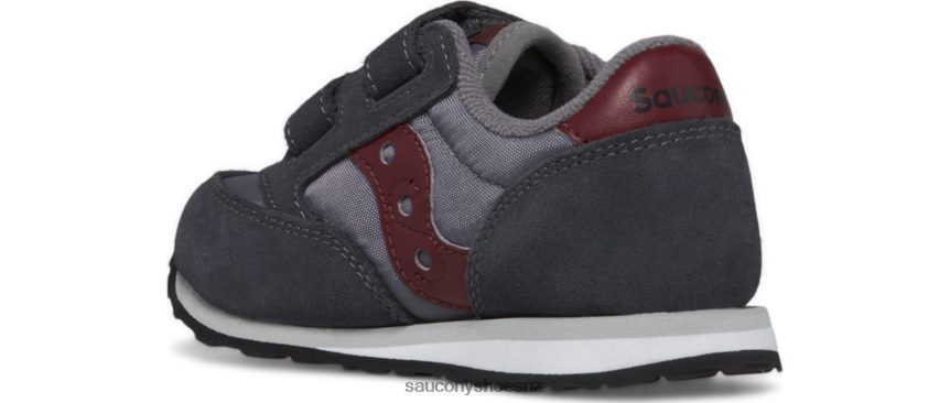 Saucony Jazz Hook & Loop Sneaker TX0L64951 Grey/Dark Red