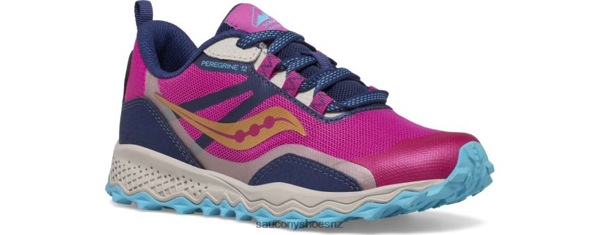 Saucony Peregrine 12 Shield Sneaker TX0L64897 Navy/Turquoise/Pink