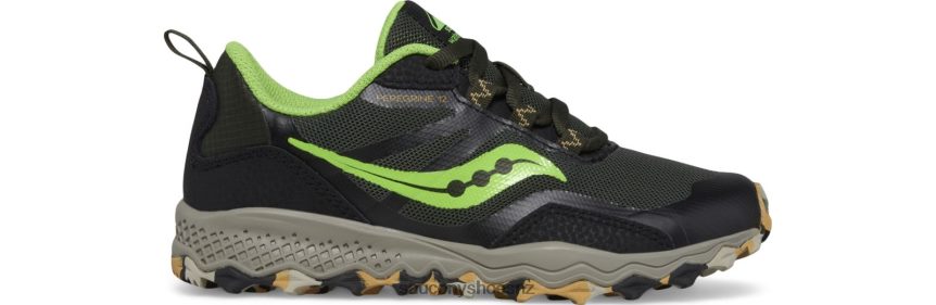 Saucony Peregrine 12 Shield Sneaker TX0L64898 Black/Slime