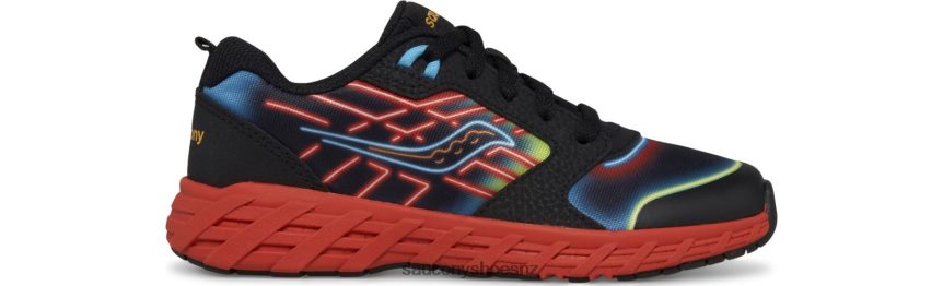 Saucony Wind 2.0 Lace Sneaker TX0L64942 Neon/Black/Red