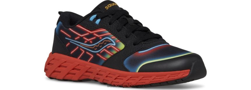Saucony Wind 2.0 Lace Sneaker TX0L64942 Neon/Black/Red