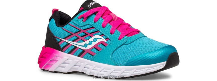 Saucony Wind 2.0 Lace Sneaker TX0L64945 Turq/Pink/Black