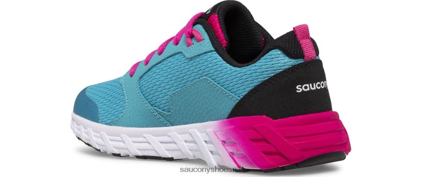 Saucony Wind 2.0 Lace Sneaker TX0L64945 Turq/Pink/Black