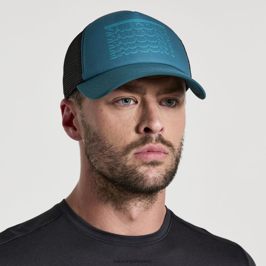 Saucony Foamie Trucker Hat TX0L64470 Lagoon Graphic