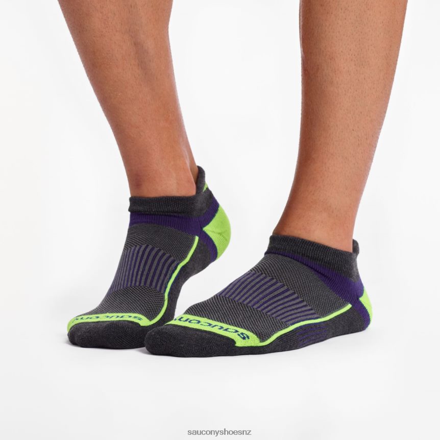 Saucony Inferno No Show Tab 3-Pack Socks TX0L64474 Charocal Assorted
