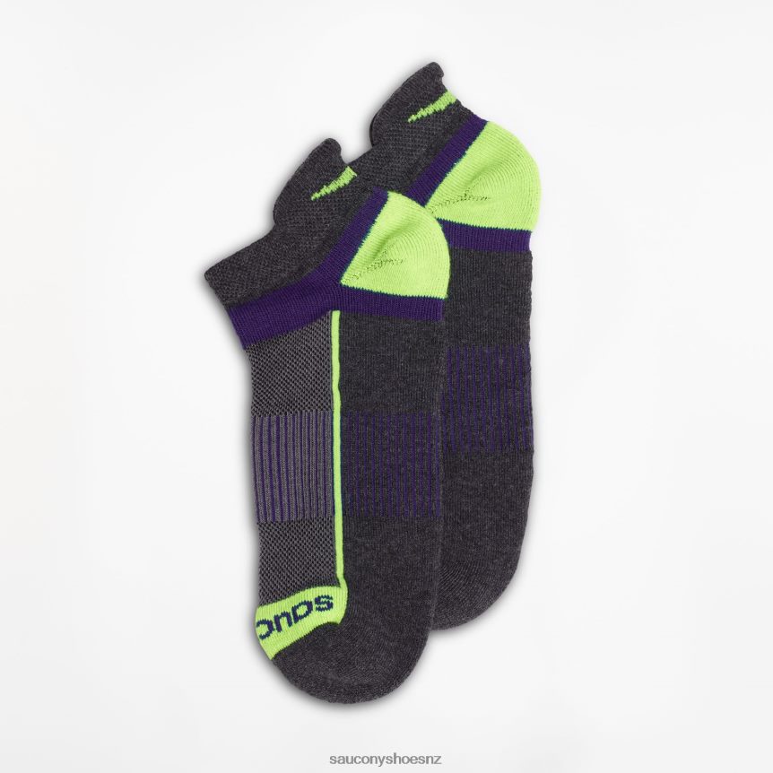 Saucony Inferno No Show Tab 3-Pack Socks TX0L64474 Charocal Assorted