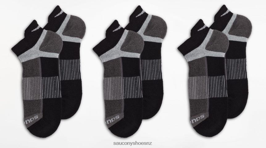 Saucony Inferno No Show Tab 3-Pack Socks TX0L64476 Black