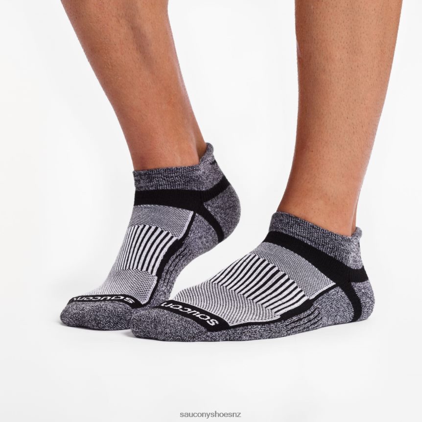 Saucony Inferno No Show Tab 3-Pack Socks TX0L64478 Black/White/Marl