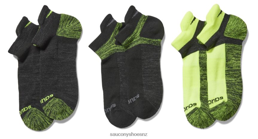Saucony Inferno No Show Tab 3-Pack Socks TX0L64485 Citron