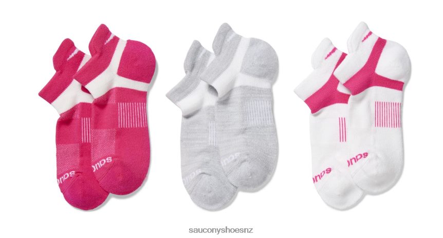 Saucony Inferno No Show Tab 3-Pack Socks TX0L64486 Pink