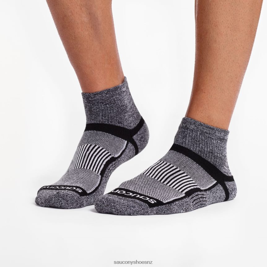Saucony Inferno Quarter 3-Pack Socks TX0L64482 Black White Twist