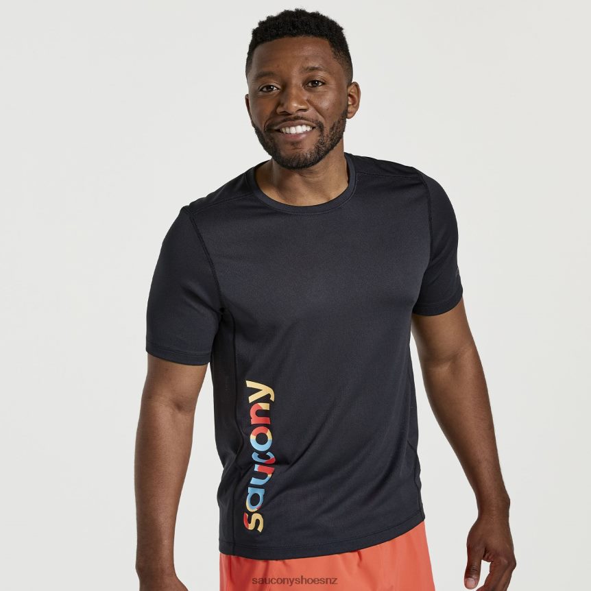 Saucony Stopwatch Graphic Short Sleeve TX0L64345 Black Graphic