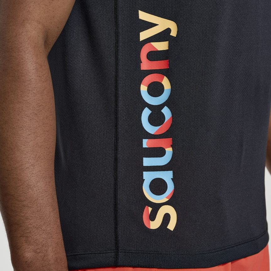 Saucony Stopwatch Graphic Short Sleeve TX0L64345 Black Graphic