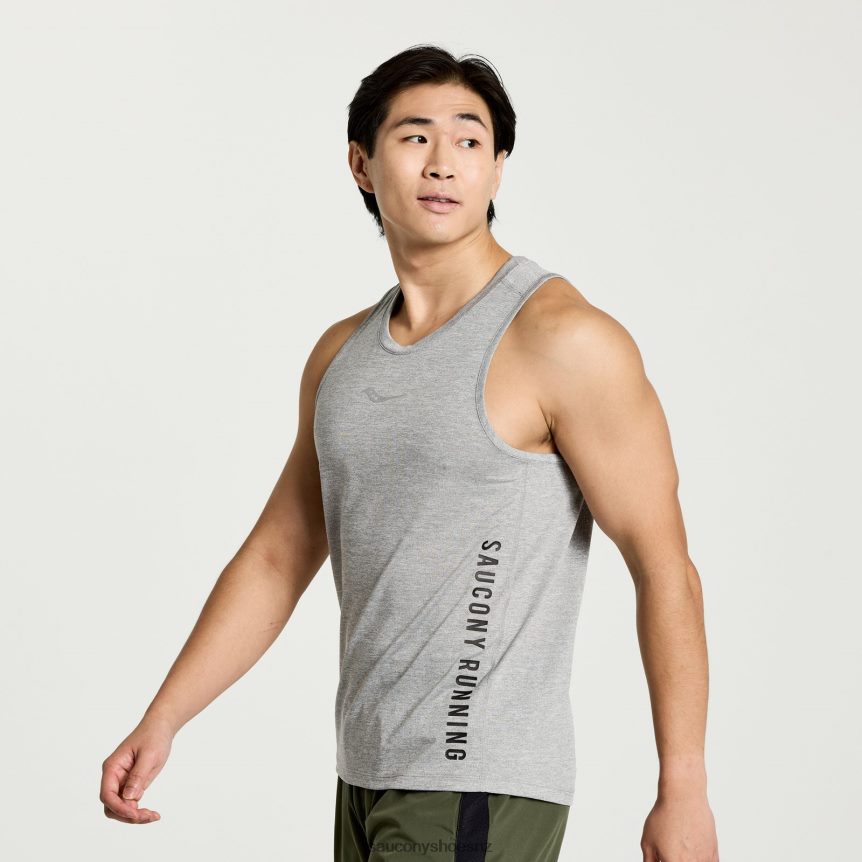 Saucony Stopwatch Graphic Singlet TX0L64364 Light Grey Heather Graphic