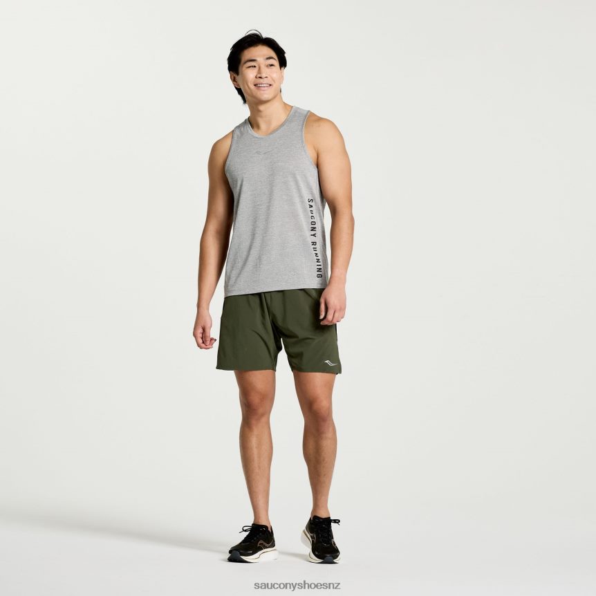 Saucony Stopwatch Graphic Singlet TX0L64364 Light Grey Heather Graphic