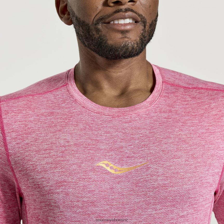 Saucony Stopwatch Short Sleeve TX0L64322 Flame Quartz Heather