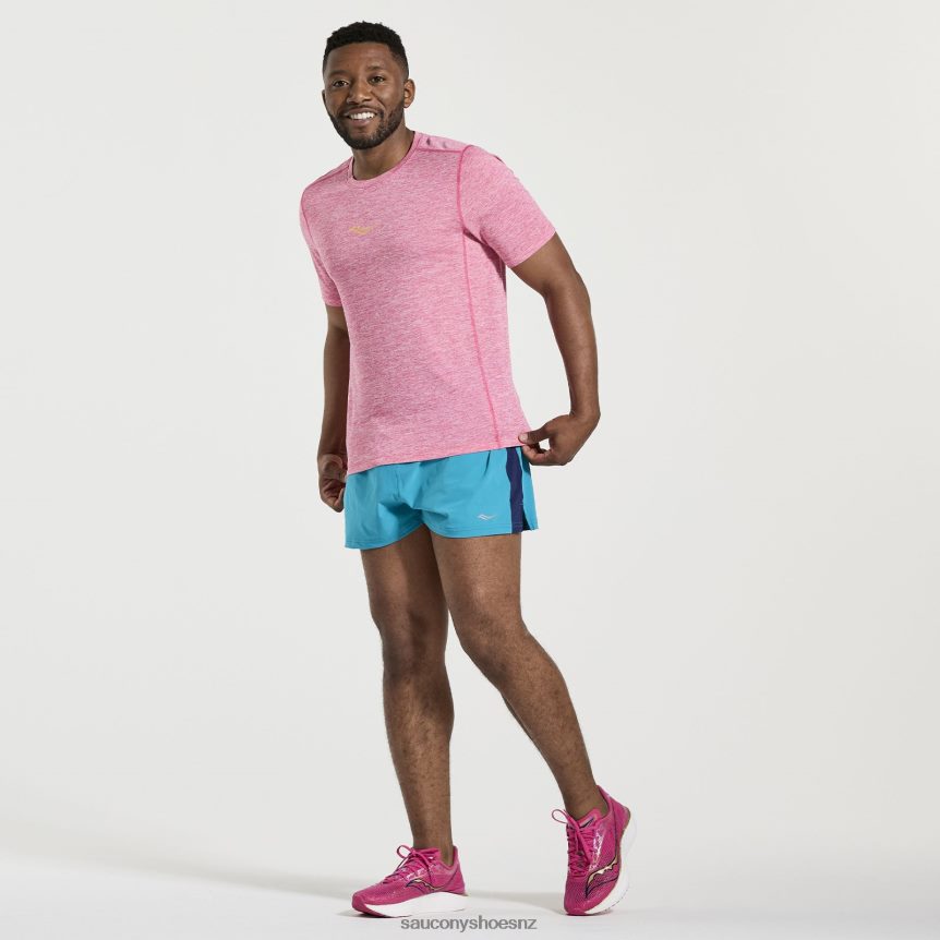 Saucony Stopwatch Short Sleeve TX0L64322 Flame Quartz Heather