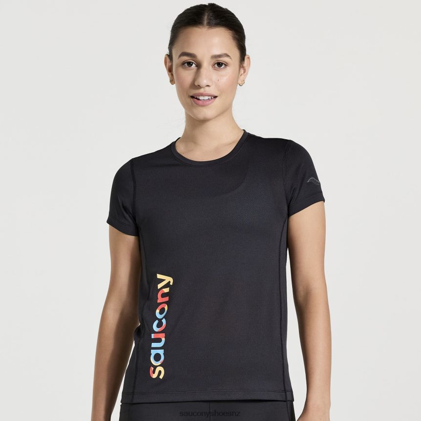 Saucony Stopwatch Graphic Short Sleeve TX0L64738 Black Graphic