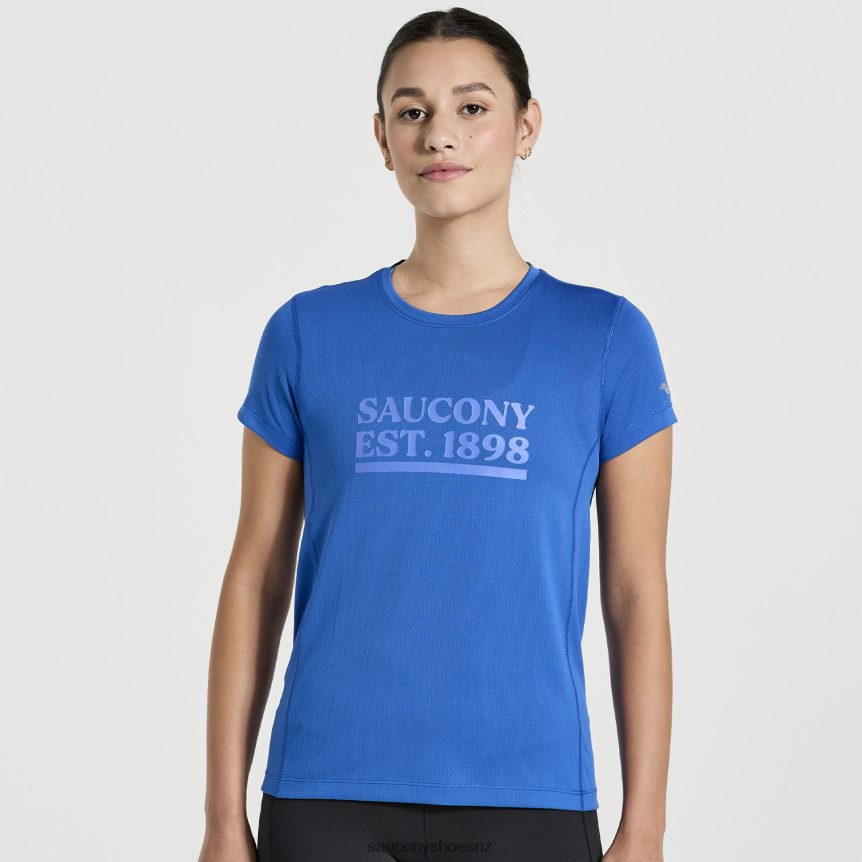 Saucony Stopwatch Graphic Short Sleeve TX0L64739 Pool Graphic