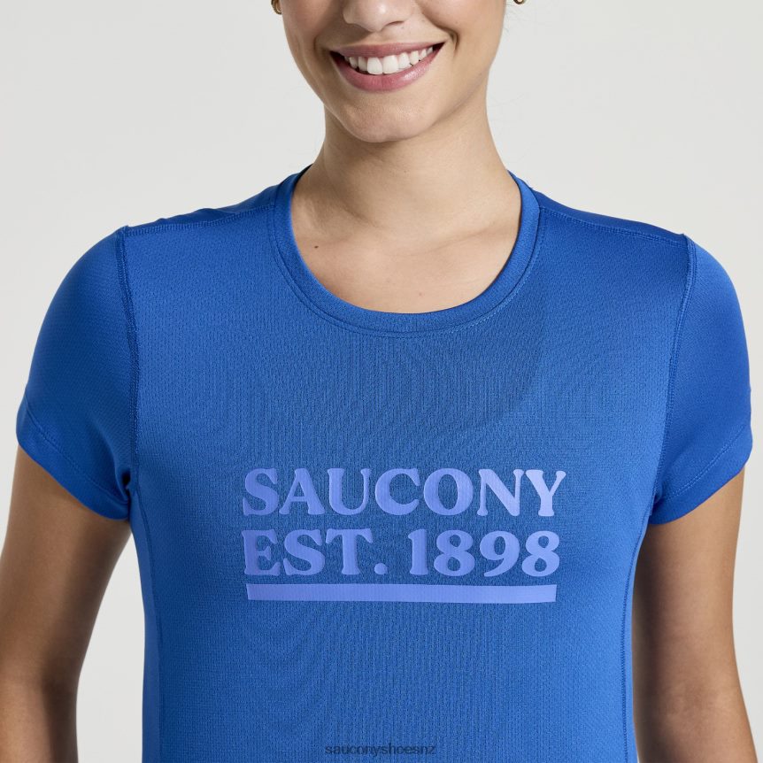 Saucony Stopwatch Graphic Short Sleeve TX0L64739 Pool Graphic