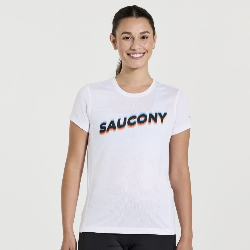 Saucony Stopwatch Graphic Short Sleeve TX0L64740 White Graphic