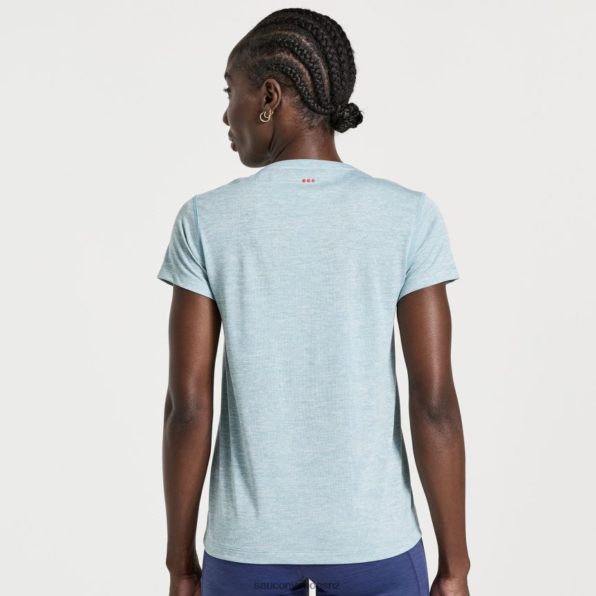 Saucony Stopwatch Short Sleeve TX0L64733 Rainfall Heather